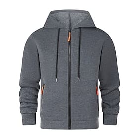 Homme Sweat à capuche Sweat à capuche zippé intégral Sweat à capuche en polaire Sweat à capuche tactique Noir bleu marine Gris Clair Gris foncé À capuche Uni F
