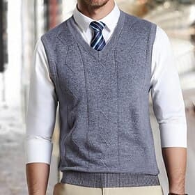 Men's Sweater Vest Dress Sweater Pullover Sweater Jumper Vest Knit Sweater Ribbed Knit Regular Tops Knitted V Neck Daily Wear Date Clothing Apparel Fall Winter thumbnail 2