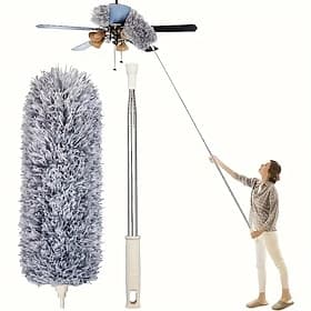 Telescopic Head  Adjustable Handle Feather Duster – Washable Multi-Purpose Dust Cleaner for High Ceilings, Furniture, Cars  Ceiling Fans