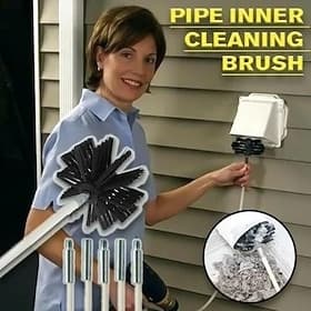 Pipe Inner Cleaning Brush Long Handle Nylon Bristle Chimney Brush Round Tube Cleaner for Duct Flue Pipe Interior Scrubbing Debris Removal Home and Industrial C