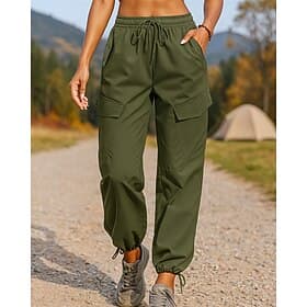 Femmes Pantalons Cargo Pantalons de randonnée Pantalons de Jogging Printemps Automne Extérieur Coupe régulière Imperméable Coupe-vent Pantalons Cordon de serra