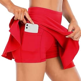 Women's Solid Colored Casual Skirt Tennis Skirts Side Pockets Moisture Wicking Breathable Tennis Pickleball Running Bottoms Dark Pink Black White Tennis Clothi
