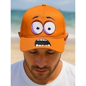 Men's Cartoon Face Baseball Cap – Fun 3D Eyes and Open Mouth Design, Available in Multiple Colors, Perfect for Casual and Outdoor Wear