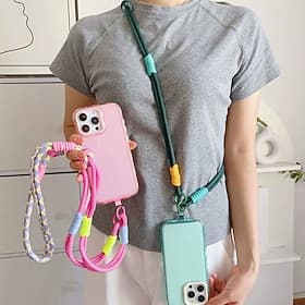 nouvelle corde longue tendance et polyvalente pour téléphone, corde suspendue diagonale colorée à double épissure, corde longue à épissure en dopamine
