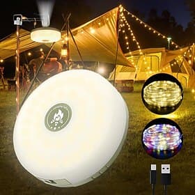 Camping Lights String, 4 in 1 Outdoor String Lights with 8 Lighting Modes Portable Retractable Camping String Lights for Outdoor Hiking Garden Party Festival D