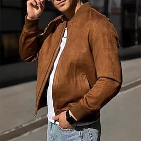 Per uomo Giacca in finta pelle scamosciata Giacca Casual Vacanza Quotidiano Caldo Tasca Autunno Inverno Semplice Moda Classico Collo alla coreana Regolare Marr