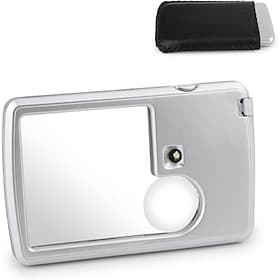 Pocket Magnifying Glass 3X 6X LED Lighted Magnifier Slide Out Magnifying Glass Handheld Reading Magnifier Square Magnifiers Loupe for Jewelry Stamps Watches C