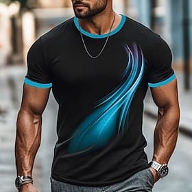 Homme Géométrique 3D T-shirt Manche Courte T-shirt Impression 3D Col ras du cou Chemise Designer Rue Occasionnel Quotidien Jaune Bleu Vert Été Printemps Vêteme