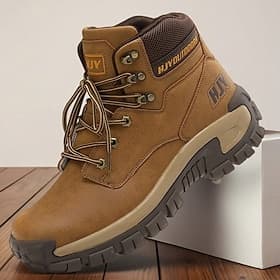 Chaussures de randonnée marron pour homme avec semelle robuste – Chaussures de trekking pour le camping, la randonnée et le travail