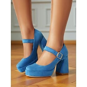 Rote Mary-Jane-Pumps mit Blockabsatz aus Wildleder für Damen – Plateau-Schuhe mit runder Zehenpartie und Schnallenriemen im 50er-Jahre-Vintage-Stil für Hochzei