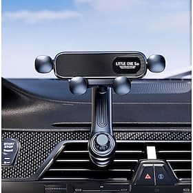 Rotatable Car Phone Holder Air Vent Mount Gravity Retractable Invisible Car Stand for Mobile Phone GPS Navigation Secure Stable Adjustable Automotive Accessory
