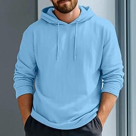 Per uomo Felpa con Cappuccio Maglietta in lino Manica Lunga Con Cappuccio Estate Primavera Tinta unica Semplice Vintage Stile Boho Casual Senza bordo Casuale V