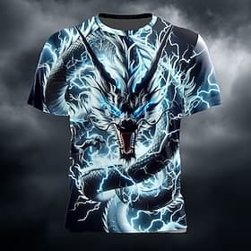 Men's Dragon 3D T Shirt Short Sleeve T shirt 3D Print Crew Neck Shirt Exaggerated Designer Party Street Casual Blue Purple Green Summer Spring Clothing Apparel