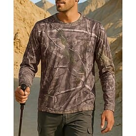Men's Outdoor Shirt Hiking Shirt Long Sleeve Crew Neck Tee Tshirt Top Outdoor Quick Dry Lightweight Elastic Breathable Spring Autumn / Fall Spandex Patchwork B