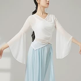 Activewear Top Pure Color Splicing Tulle Women's Performance Training Long Sleeve High Polyester