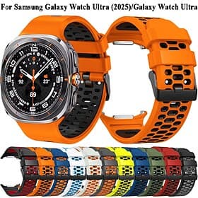 Watch Band for Samsung Galaxy Watch Ultra 47mm Stainless Steel Silicone Replacement  Strap Two Tone Adjustable Stainless Steel Buckle Sport Band Wristband