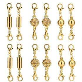 12pcs/set Magnetic Necklace Clasps and Closures for Jewelry, Strong Secure Snap Lock, Easy to Use for Arthritis, DIY Repair, Bracelet Extender Connector thumbnail 2