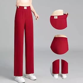 Femmes Pantalon à jambe droite Pantalon de pyjama Taille haute Salle de sport Extérieur Course Bas Couleur Unie Noir Rouge Vert Des sports Tenues de Sport