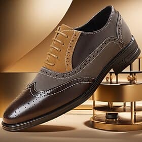 Men's Gray and Brown Oxford Brogue Dress Shoes Classic Lace-Up Formal Business Shoes for Office, Weddings, Banquets and Special Occasions