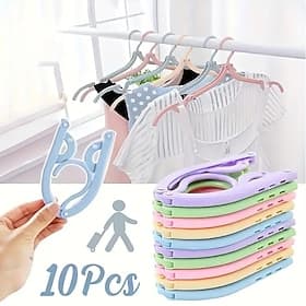 Lot de 10/20 cintres de voyage pliables et portables, couleurs mélangées – cintres en plastique durables et peu encombrants pour la maison et les magasins de d