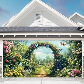 Tapestry Garage Door Cover Large Hanging Backdrop Butterfly Archway Forest Rustic Cottagecore 3D Scenic Party Outdoor Shooting Backgrounds Front Door Home Deco