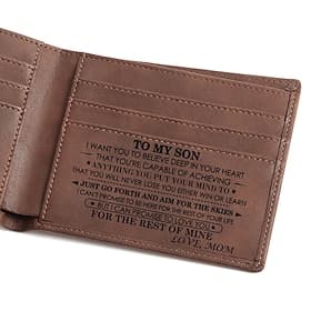 Engraved Genuine Leather Wallet for Men Laser Engraved Vintage PU Leather Billfold, Perfect Christmas Gift, Slim Horizontal Wallet for Men, Trendy  Durable