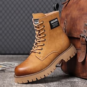 Bottes de travail robustes pour hommes – Chaussures de sécurité en cuir antidérapantes avec semelle extérieure amortissante pour la construction, l'aménagement