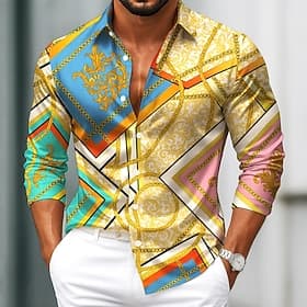 Men's Baroque Intricate Floral Shirt Satin Shirt Dress Shirt Long Sleeve Vintage Retro Vacation Dailywear Summer Spring Fall Turndown 3D Print Button Up Shirts