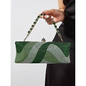 Women's Crystal Evening Clutch Bag with Chain Strap, Luxury Rhinestone Purse in Multi-Color Options, Elegant Handbag for Wedding, Cocktail Party and Formal Eve