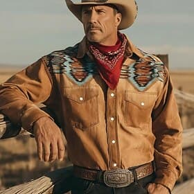 Homme Aztèque Formes Géométriques Ethnique Chemise Chemise Western Chemise de cow-boy manche longue Vintage Rétro Extérieur Occasionnel Vêtements de travail Pr
