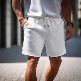 Men's Active Sweat Shorts Shorts Summer Shorts Drawstring Elastic Waist Straight Leg Plain Comfort Breathable Short Casual Daily Holiday Sports Fashion White A