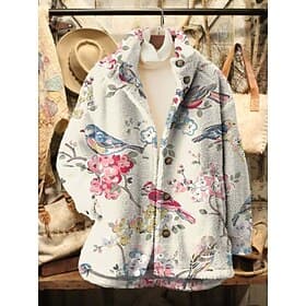 Per donna Giacca in Pile Giacca Casual Confortevole Traspirante Tasca Stampato Casual Floreale Vacanza Streetwear Casuale Abbigliamento quotidiano Cerniera Reg