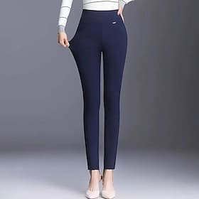 Women's Casual leggings Lounge Bottoms with Pockets High Waist Gym Outdoor Running Bottoms Solid Color Dark Blue Sports Activewear