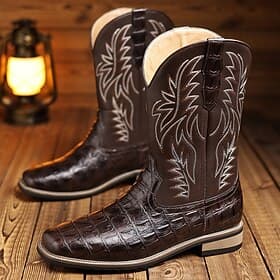 Herren Stiefel Cowboystiefel Spaziergang Lässig Täglich PU Leder Bequem Rutschfest Atmungsaktiv Mittelstiefel Loafer Schwarz Braun Frühling Herbst Winter