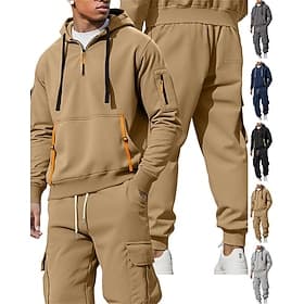 Per uomo Tuta da Ginnastica Set di abiti Set di felpe con cappuccio Felpa con Cappuccio All'aperto Quotidiano Sportivo Coulisse Tasca Mezza cerniera Semplice N