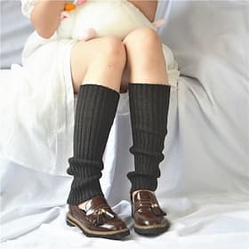 Women Knit Leg Warmers and Knee Socks, Fall and Winter Fashion Neon Acrylic Leggings, Stylish Long Sock Covers, Korean Style Warm Knitwear for Ladies