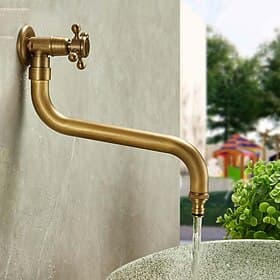 Antik-Kupfer-Wasserhahn für den Außenbereich, verlängerter einzelner Kaltwasserhahn, Mopp-Pool, Wandarmatur für den Außenbereich, drehbar