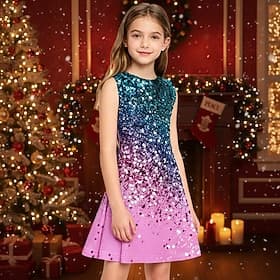 Mädchen Weihnachtskleid 3D Grafik Kleid ärmellos 3D Druck Sommer Frühling Urlaub Alltag Feiertag süß lässig süß Kinder 3-10 Jahre Trägerkleid A-Linien Kleid üb
