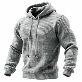 Men's Hoodie Waffle Hoodies Pullover Hoodie Sweatshirt Apricot Black White Army Green Red Hooded Plain Textured Casual Daily Sports  Outdoor Streetwear Cool Sp
