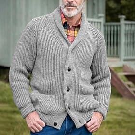 Men's Cardigan Sweater Dress Sweater Chunky Cardigan Cropped Sweater Cable Knit Regular Button Up Plain Lapel Vintage Warm Ups Casual Daily Wear Clothing Appar