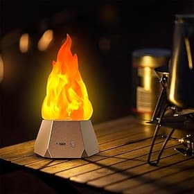 Fake Fire Lamp USB Rechargeable Flameless Candles with Flickering Flame 3-Mode LED Flame Light for Outdoor Camping Holiday    Thanksgiving Table Yard Decoratio