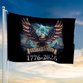 U.S. 250th Anniversary Flag America 1776-2026  Patriotic Stars Yard Signs Party Supplies Hanging Decor for Room House Garden Welcome Backdrop Semiquincentennia