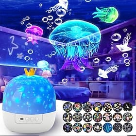 15/21 Sets of Films Ocean Night Light Projector, Gift Kids Projector for Bedroom, Stars Projector for Ceiling, 360 Degree Rotation Kids Night Light for Party,B