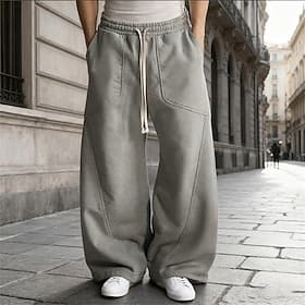 Men's Baggy Sweatpants Sweatpants Trousers Drawstring Pocket Elastic Waist Plain Comfort Sports Outdoor Daily Fashion Casual Black Gray Micro-elastic