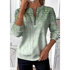 Women's Pullover Sweatshirt Zip Up Sweatshirts Zipper Print Graphic Paisley Fashion Casual Long Sleeve Crew Neck Round Neck Regular Tops Street Dailywear Blue
