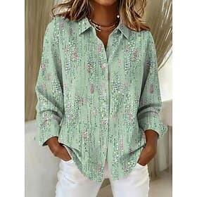 Women's Work Shirt Graphic Polka Dot Elegant Stylish Modern Long Sleeve Shirt Collar Regular Tops Daily Work Party Evening Wear Pink Purple Green Summer Spring