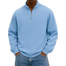 Men's Sweatshirt Quarter Zip Sweatshirt Blue Black White Army Green Navy Blue Half Zip Plain Print Daily Holiday Going out Polyester Streetwear Casual Fall Win