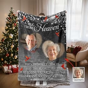 Custom Photo Blanket - Personalized Christmas Memorial Sympathy Gifts For Loss Of Mom Dad - Your Love Will Always Be Our Guide