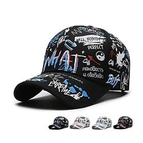 Men's Baseball Cap Sun Hat Trucker Hat White Blue Polyester Adjustable Fashion Daily Wear Hip-hop Graffiti Breathable