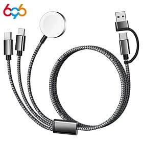 Reiseutensilien 3-in-2 USB-C-Datenkabel, geeignet für Apple Watch-Ladegerät/iPhone 17-Ladegerät/Lightning-Multi-Ladekabel, tragbar, für Urlaub und Camping, ent